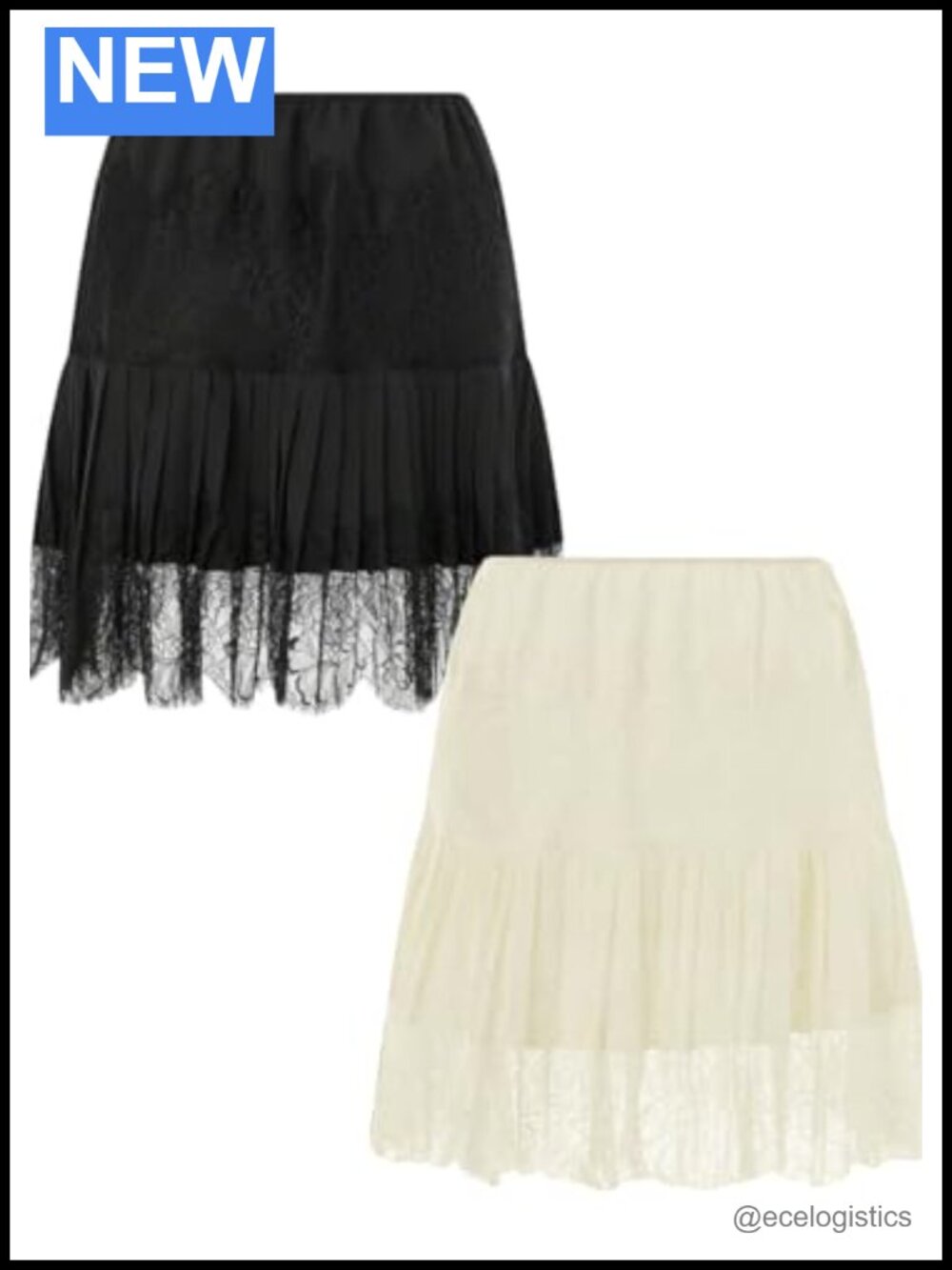 Women's Y2K Lace Slip Skirt Pleated Ruffle Tiered Mini Underskirt